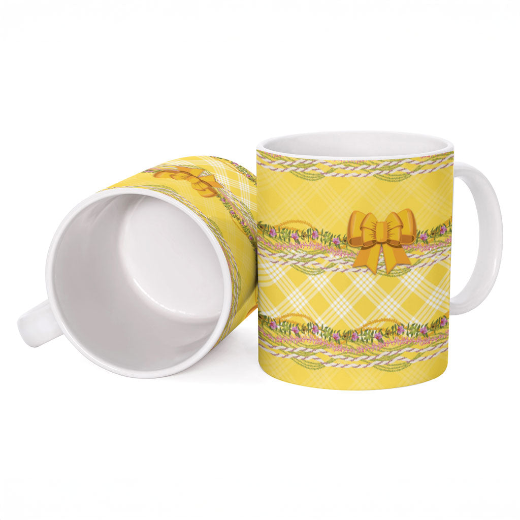 Hawaii Palaka Pikake Lokelani Plumeria Ceramic Mug Melemele Coquette Bow