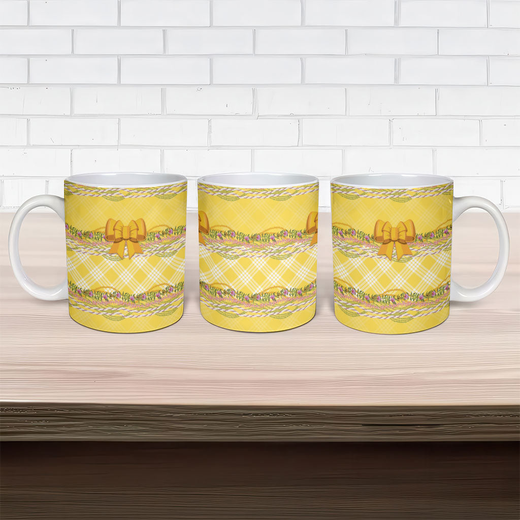 Hawaii Palaka Pikake Lokelani Plumeria Ceramic Mug Melemele Coquette Bow