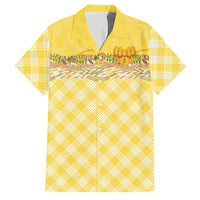Hawaii Palaka Pikake Lokelani Plumeria Family Matching Off The Shoulder Long Sleeve Dress and Hawaiian Shirt Melemele Coquette Bow LT01 Dad's Shirt - Short Sleeve Yellow - Polynesian Pride
