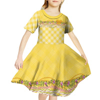 Hawaii Palaka Pikake Lokelani Plumeria Kid Short Sleeve Dress Melemele Coquette Bow