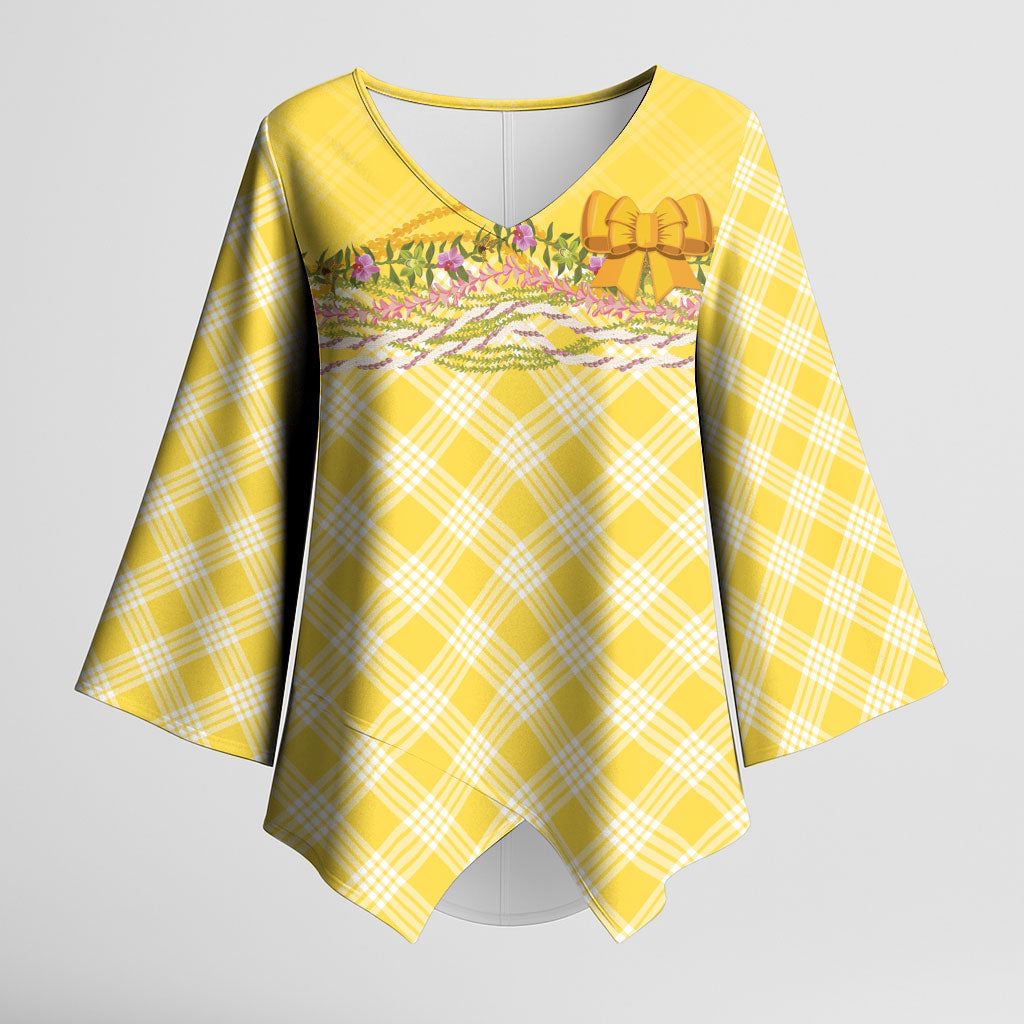 Hawaii Palaka Pikake Lokelani Plumeria Kimono Sleeve Blouse Melemele Coquette Bow