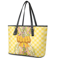 Hawaii Palaka Pikake Lokelani Plumeria Leather Tote Bag Melemele Coquette Bow