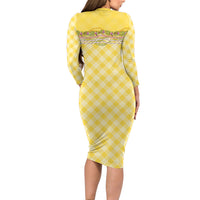 Hawaii Palaka Pikake Lokelani Plumeria Long Sleeve Bodycon Dress Melemele Coquette Bow