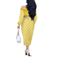 Hawaii Palaka Pikake Lokelani Plumeria Off The Shoulder Long Sleeve Dress Melemele Coquette Bow