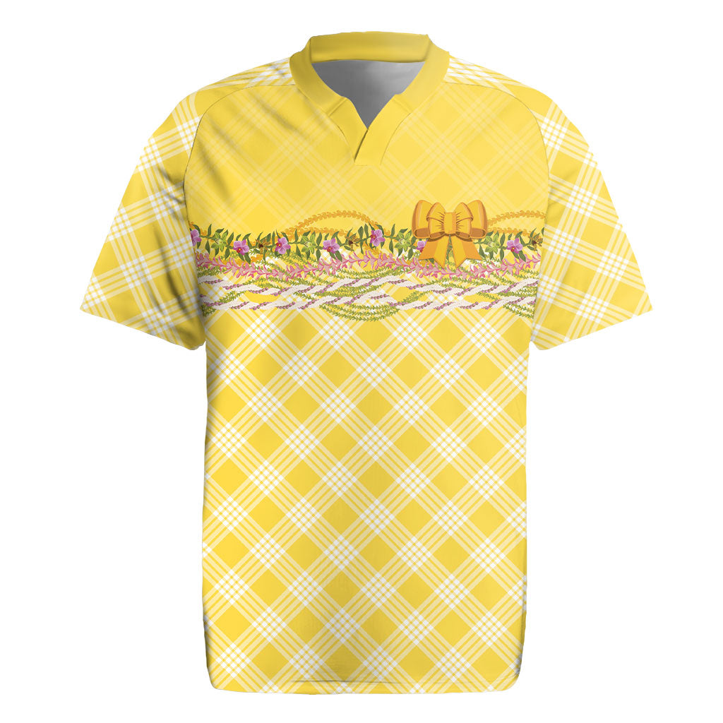 Hawaii Palaka Pikake Lokelani Plumeria Rugby Jersey Melemele Coquette Bow