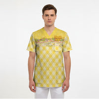 Hawaii Palaka Pikake Lokelani Plumeria Scrub Top Melemele Coquette Bow