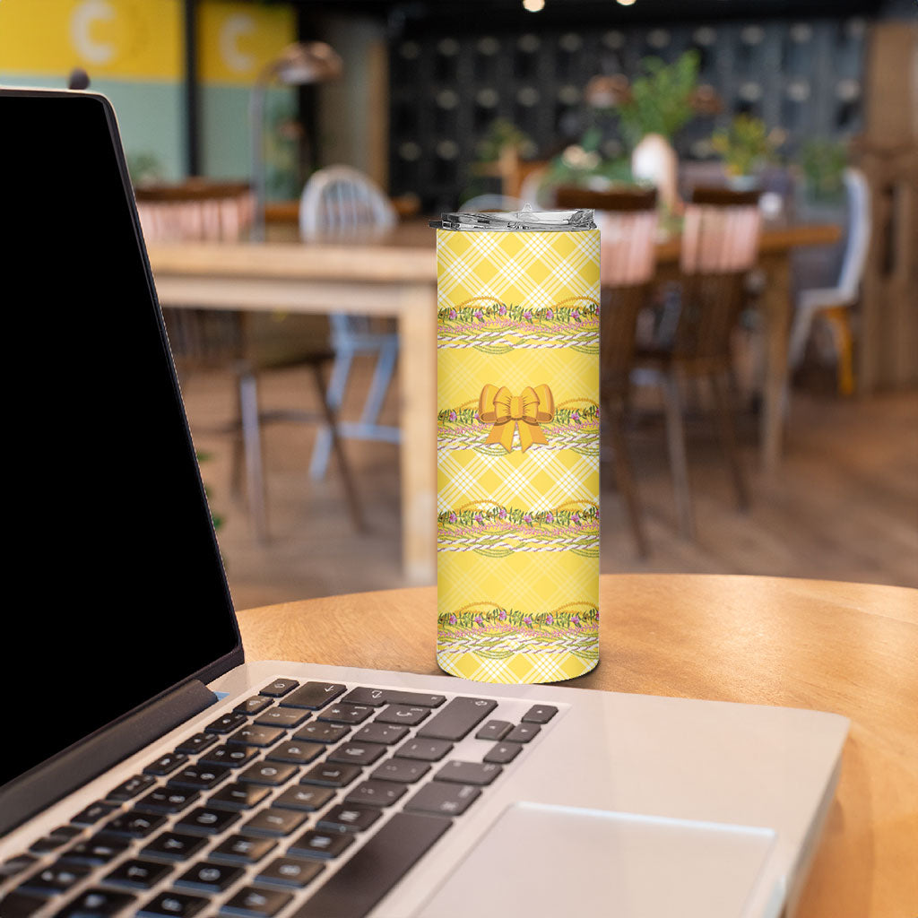Hawaii Palaka Pikake Lokelani Plumeria Skinny Tumbler Melemele Coquette Bow