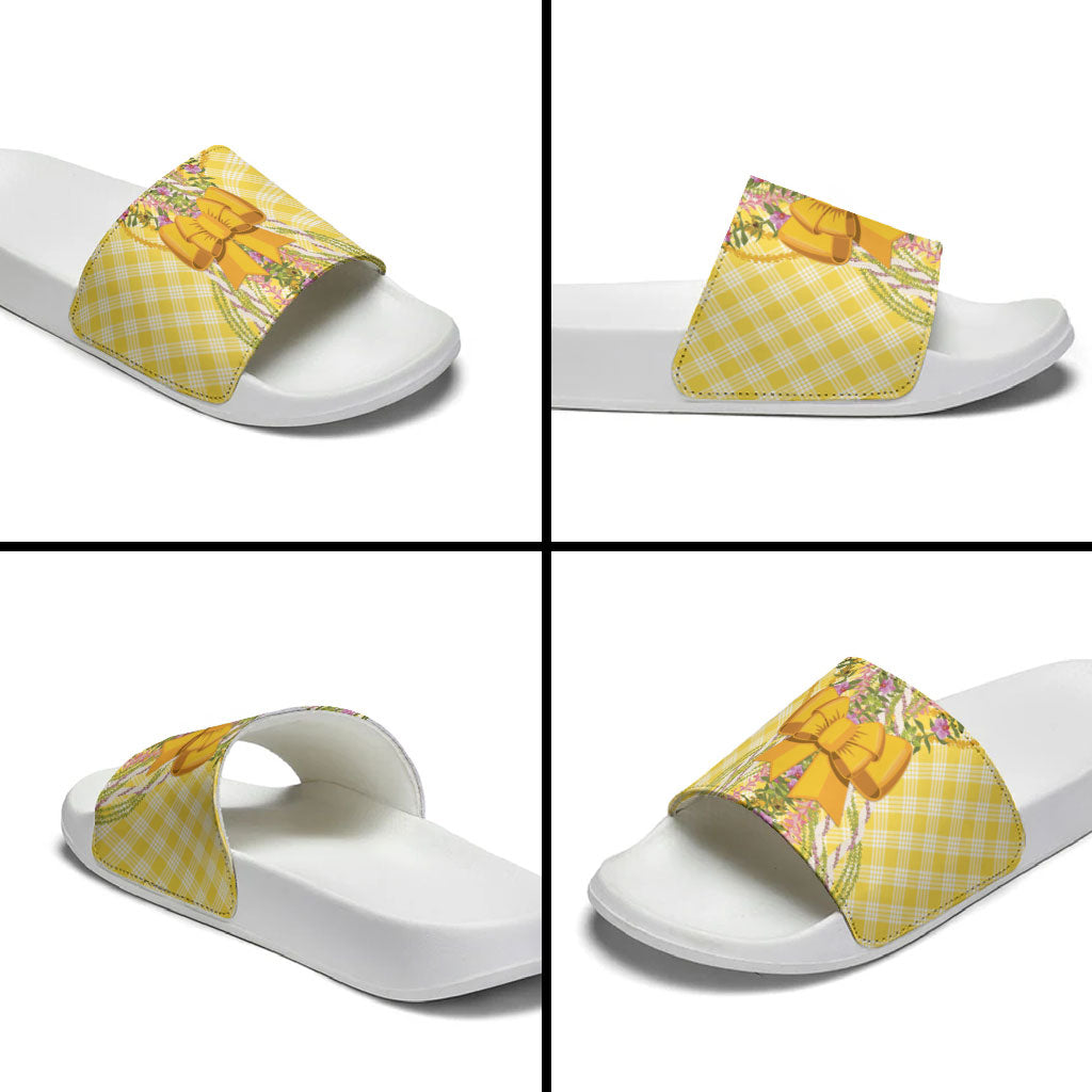 Hawaii Palaka Pikake Lokelani Plumeria Slide Sandals Melemele Coquette Bow