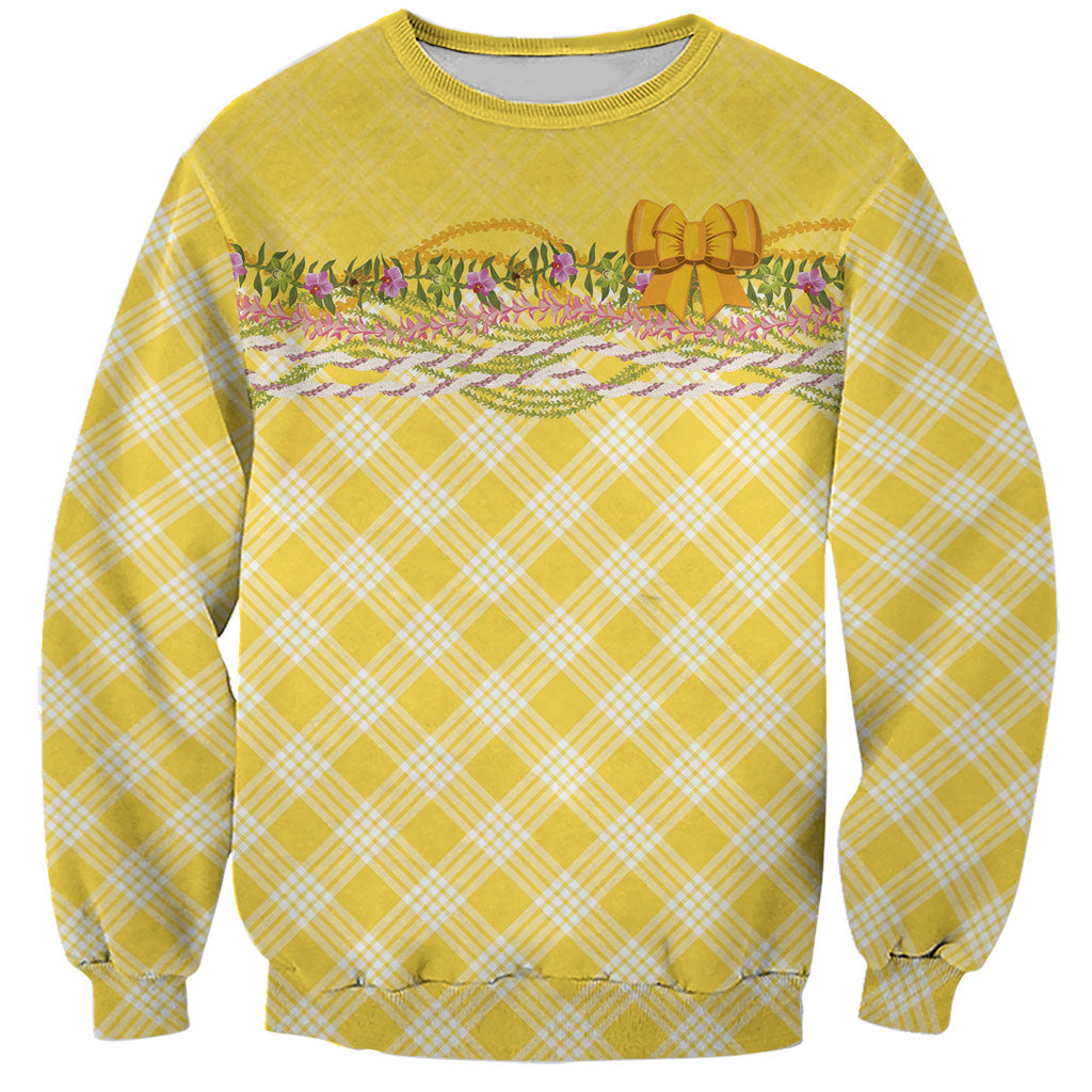 Hawaii Palaka Pikake Lokelani Plumeria Sweatshirt Melemele Coquette Bow