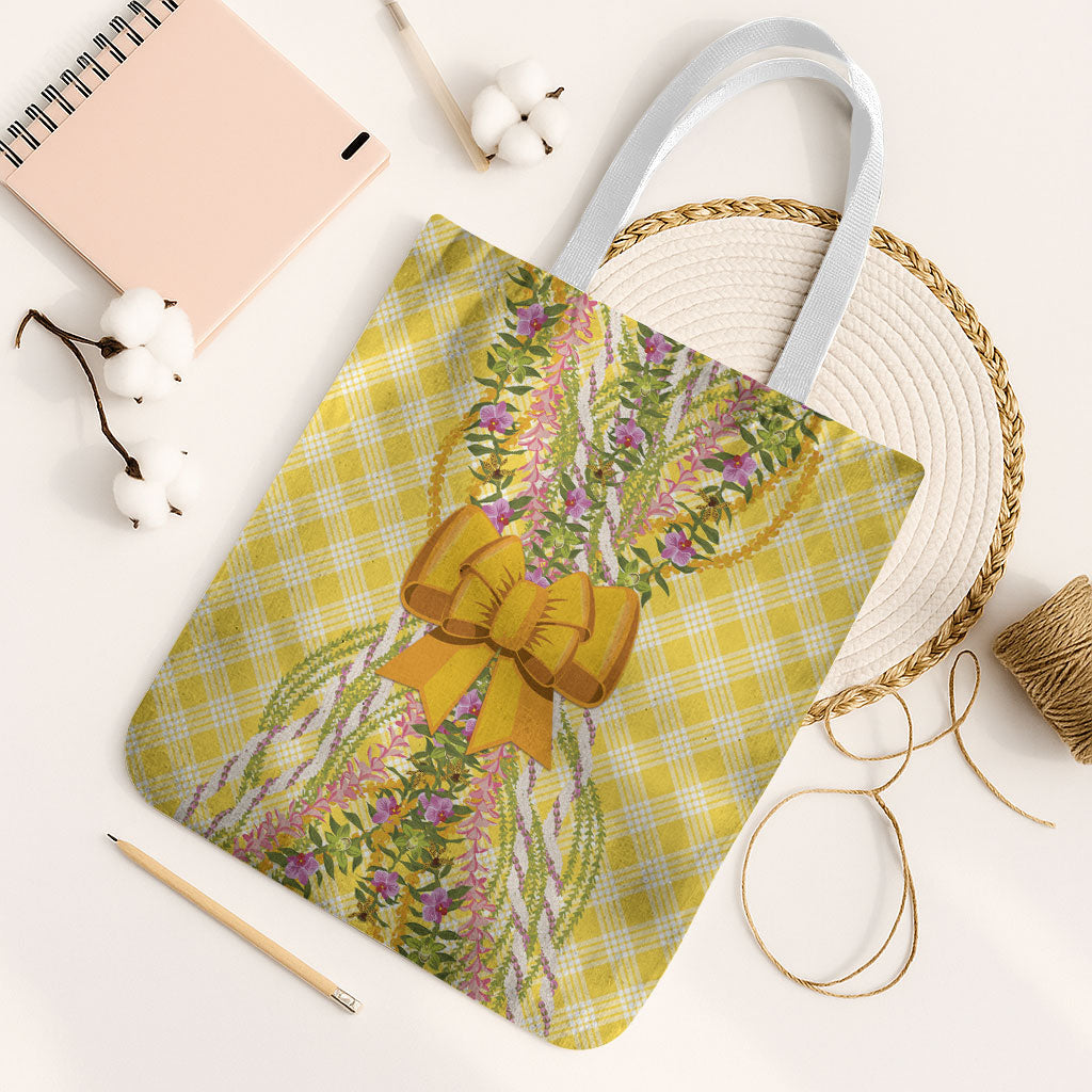 Hawaii Palaka Pikake Lokelani Plumeria Tote Bag Melemele Coquette Bow