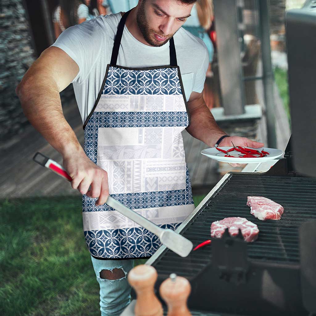 Samoa Siapo Blue Trimmed Apron Samoa White Sunday - Polynesian Pride