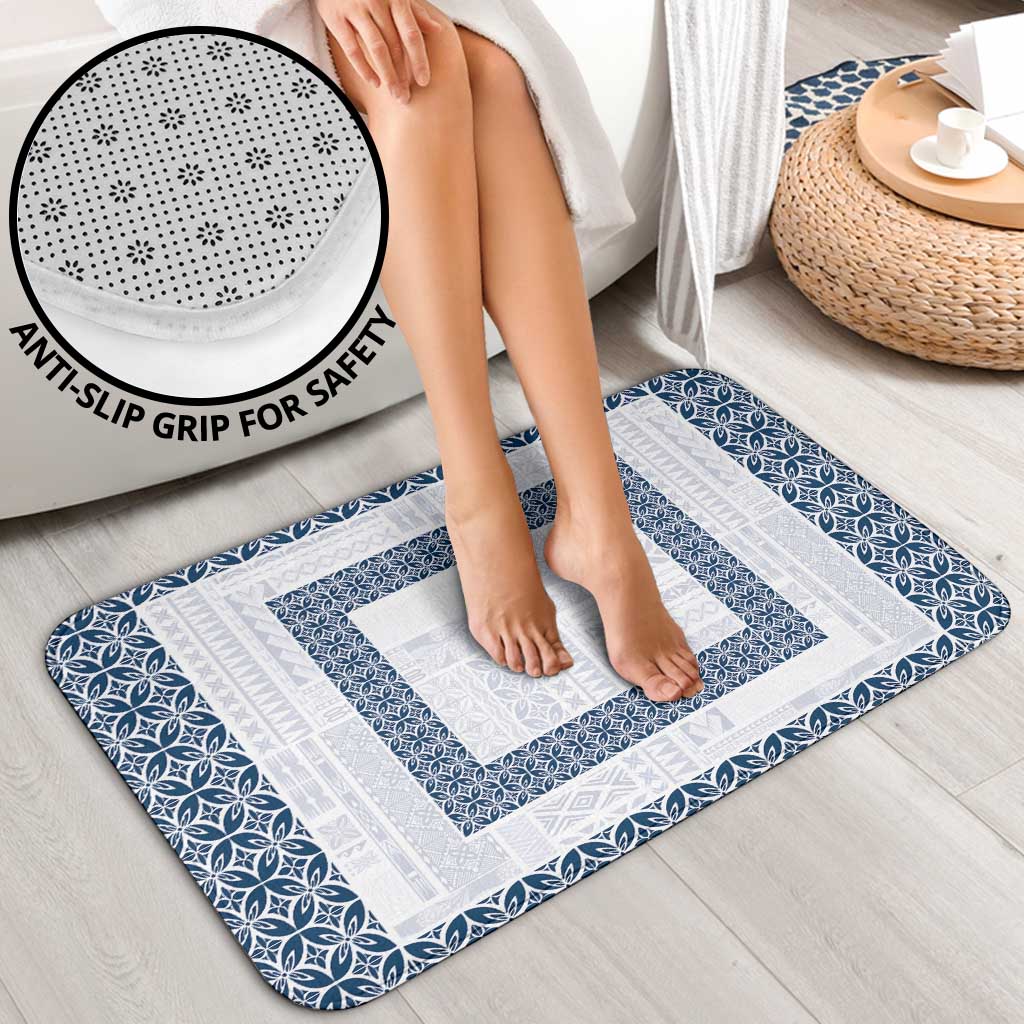Samoa Siapo Blue Trimmed Bathroom Set Samoa White Sunday - Polynesian Pride
