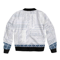 Samoa Siapo Blue Trimmed Bomber Jacket Samoa White Sunday - Polynesian Pride