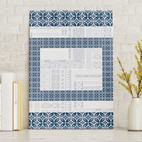 Samoa Siapo Blue Trimmed Canvas Wall Art Samoa White Sunday - Polynesian Pride