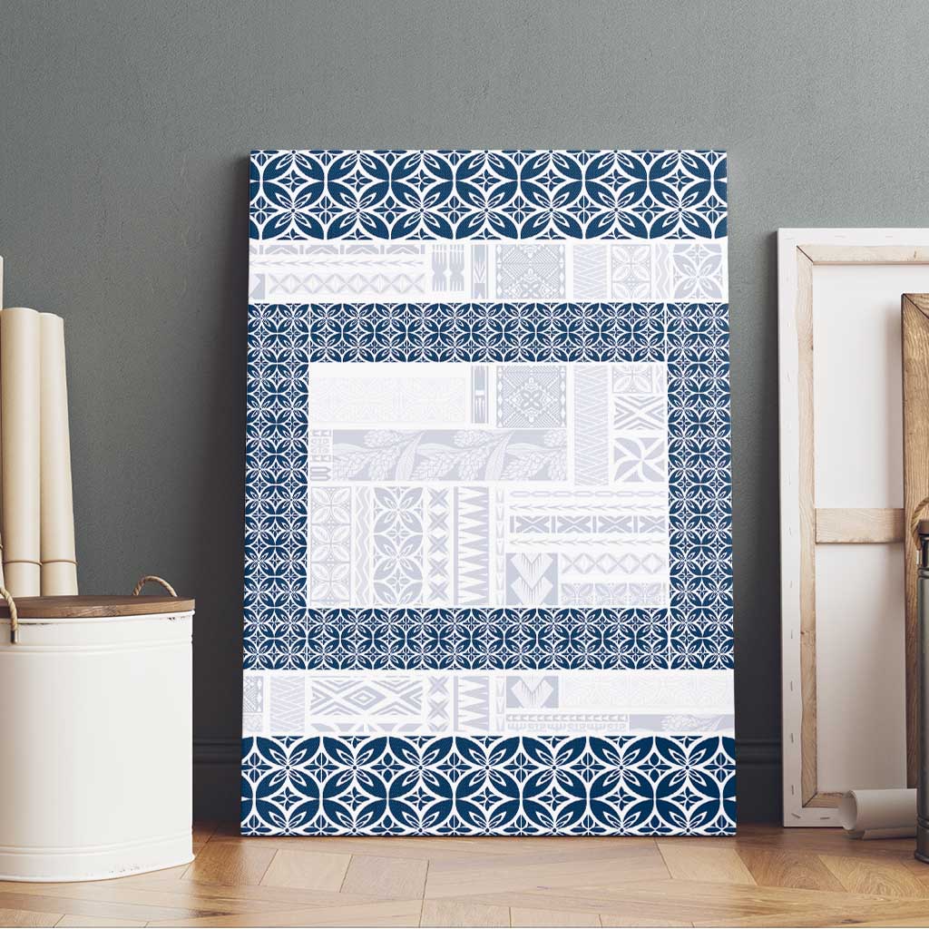 Samoa Siapo Blue Trimmed Canvas Wall Art Samoa White Sunday - Polynesian Pride