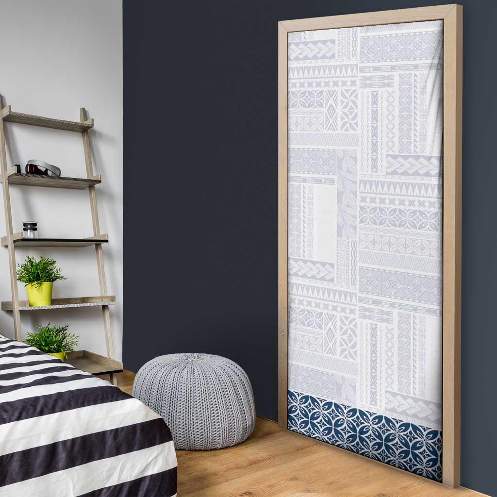 Samoa Siapo Blue Trimmed Door Cover Samoa White Sunday - Polynesian Pride