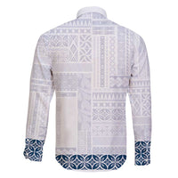 Samoa Siapo Blue Trimmed Family Matching Short Sleeve Bodycon Dress and Hawaiian Shirt Samoa White Sunday - Polynesian Pride