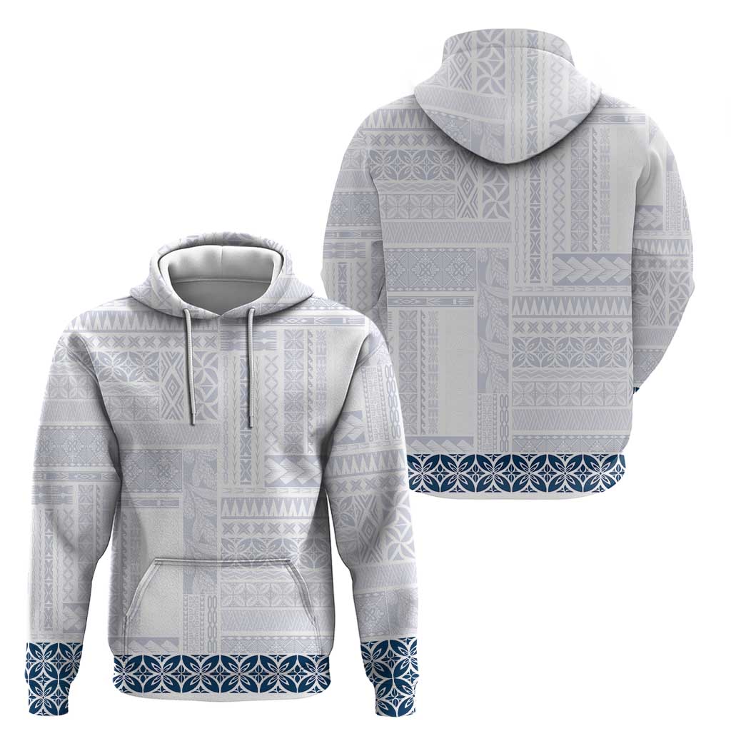 Samoa Siapo Blue Trimmed Hoodie Samoa White Sunday - Polynesian Pride