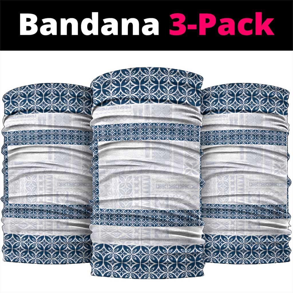 Samoa Siapo Blue Trimmed Neck Gaiter Samoa White Sunday - Polynesian Pride