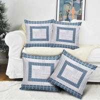 Samoa Siapo Blue Trimmed Pillow Cover Samoa White Sunday - Polynesian Pride