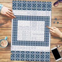 Samoa Siapo Blue Trimmed Puzzle Samoa White Sunday - Polynesian Pride