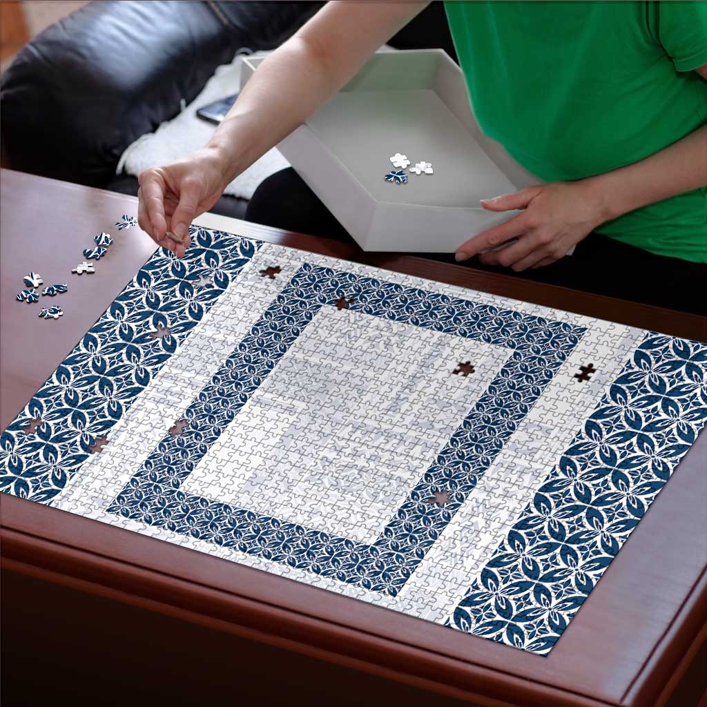 Samoa Siapo Blue Trimmed Puzzle Samoa White Sunday - Polynesian Pride