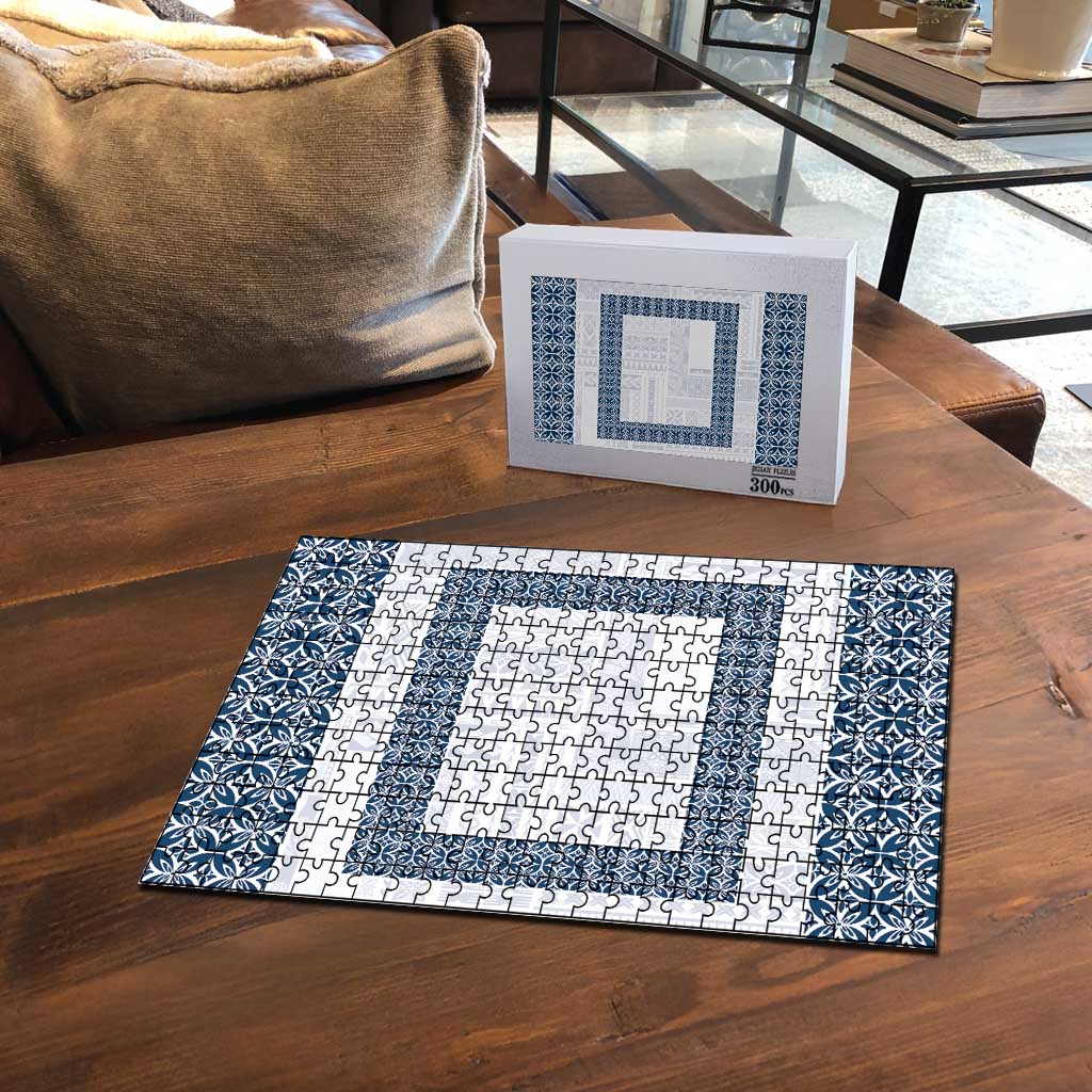 Samoa Siapo Blue Trimmed Puzzle Samoa White Sunday - Polynesian Pride