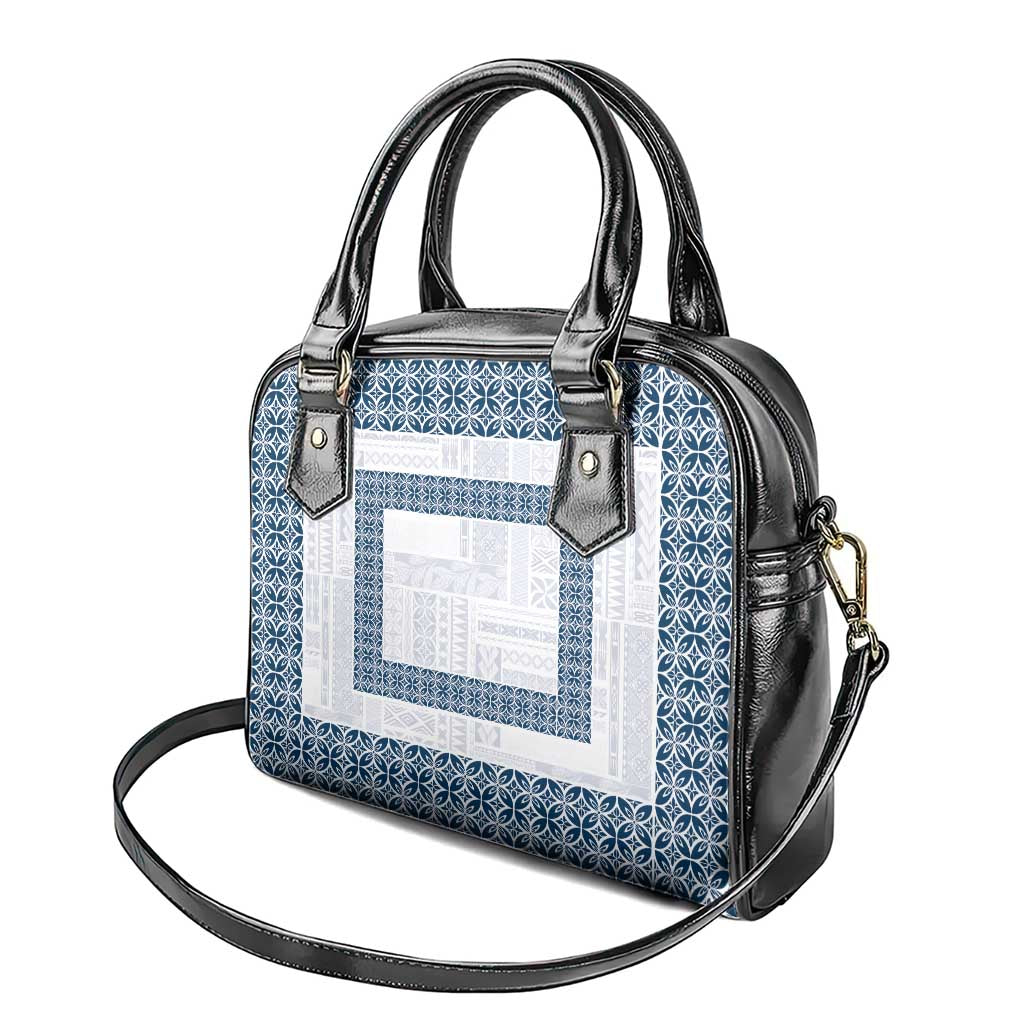 Samoa Siapo Blue Trimmed Shoulder Handbag Samoa White Sunday - Polynesian Pride