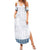 Samoa Siapo Blue Trimmed Summer Maxi Dress Samoa White Sunday - Polynesian Pride