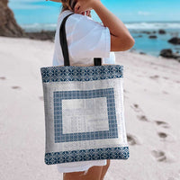 Samoa Siapo Blue Trimmed Tote Bag Samoa White Sunday - Polynesian Pride