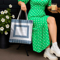 Samoa Siapo Blue Trimmed Tote Bag Samoa White Sunday - Polynesian Pride