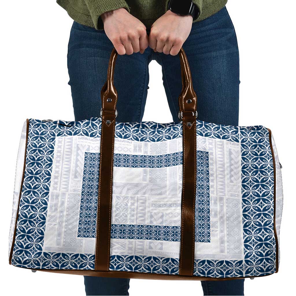 Samoa Siapo Blue Trimmed Travel Bag Samoa White Sunday - Polynesian Pride