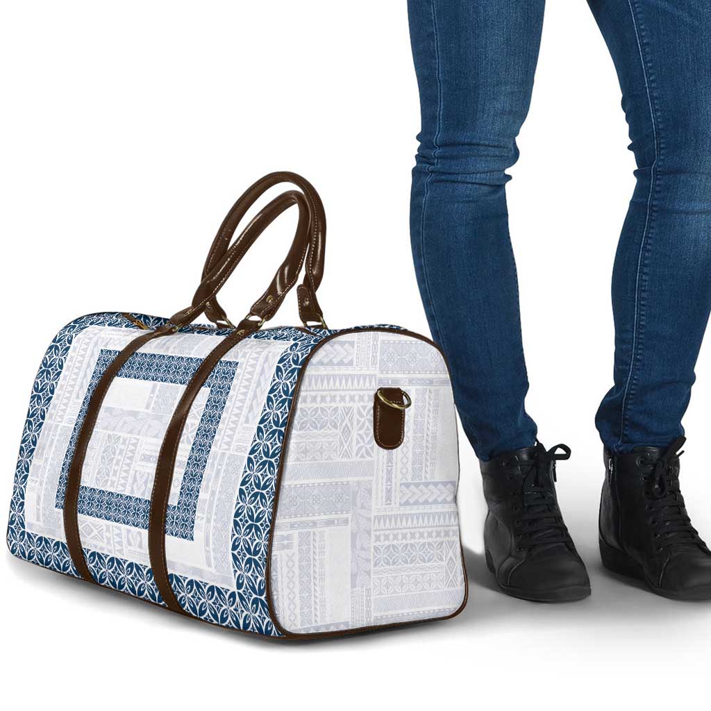 Samoa Siapo Blue Trimmed Travel Bag Samoa White Sunday - Polynesian Pride