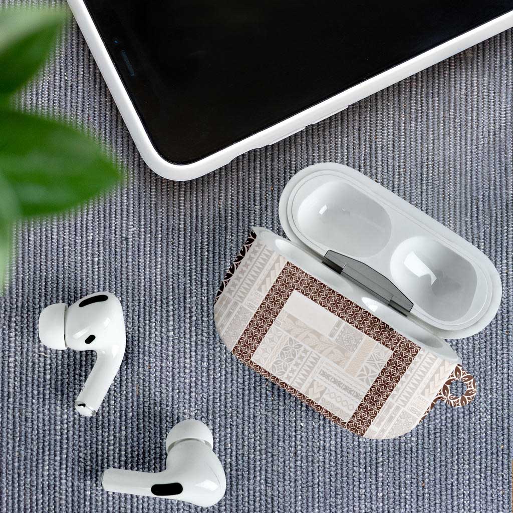 Samoa Siapo Brown Trimmed AirPods Case Samoa White Sunday - Polynesian Pride