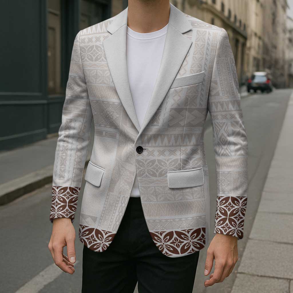Samoa Siapo Brown Trimmed Blazer Samoa White Sunday - Polynesian Pride