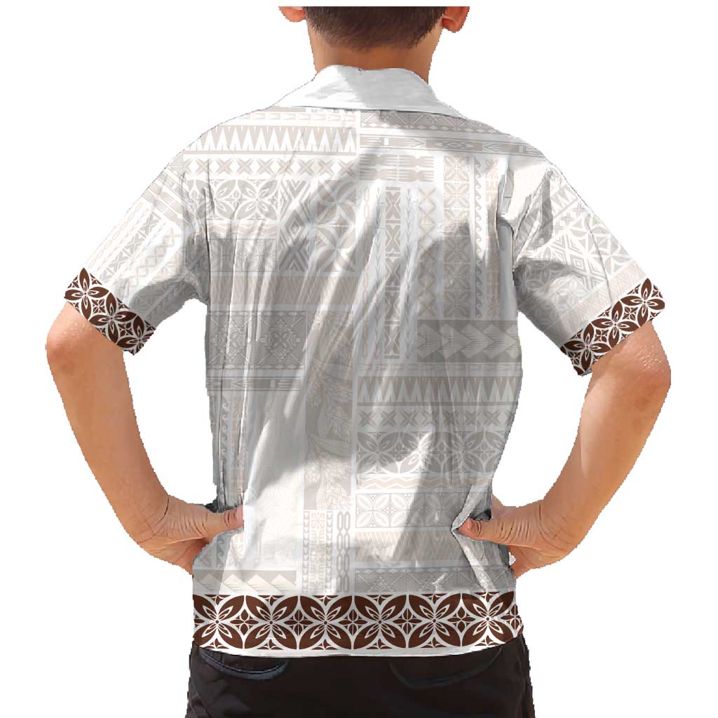 Samoa Siapo Brown Trimmed Family Matching Mermaid Dress and Hawaiian Shirt Samoa White Sunday - Polynesian Pride