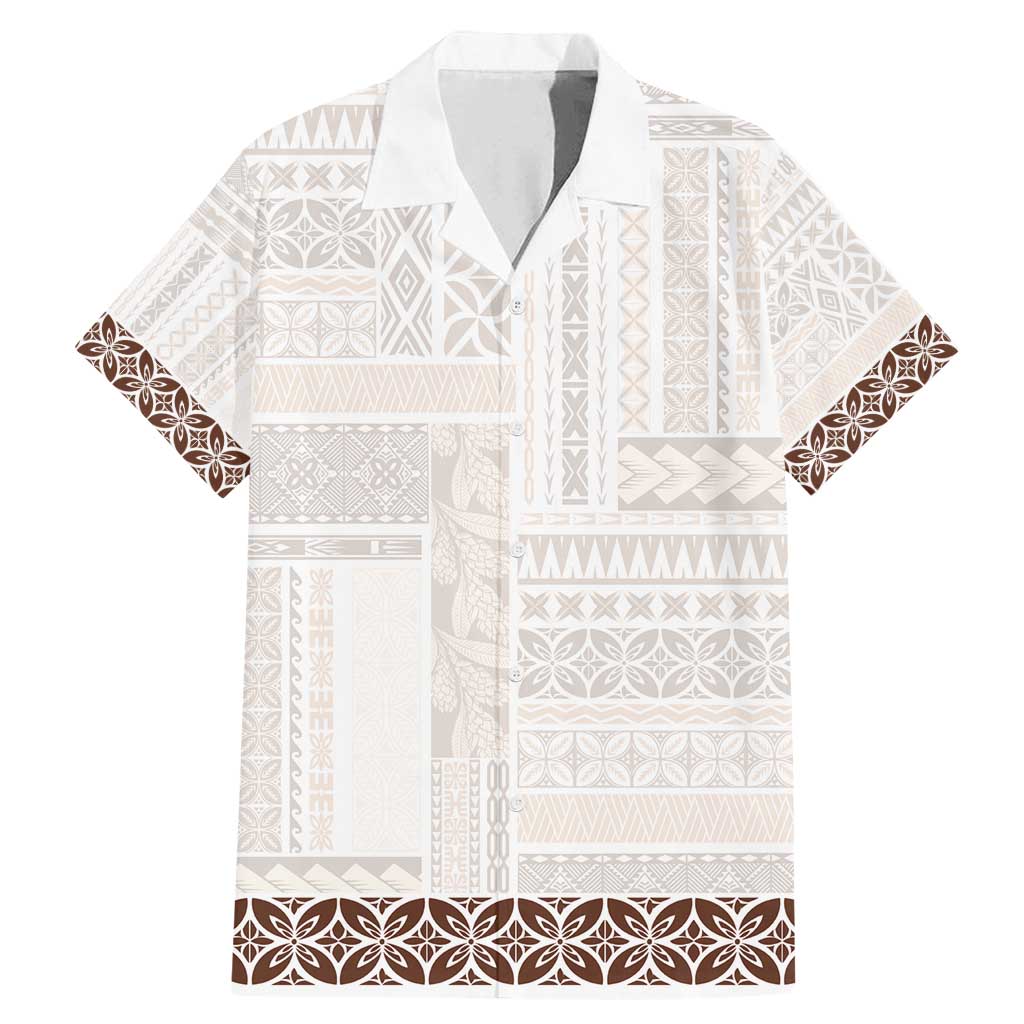 Samoa Siapo Brown Trimmed Family Matching Mermaid Dress and Hawaiian Shirt Samoa White Sunday - Polynesian Pride