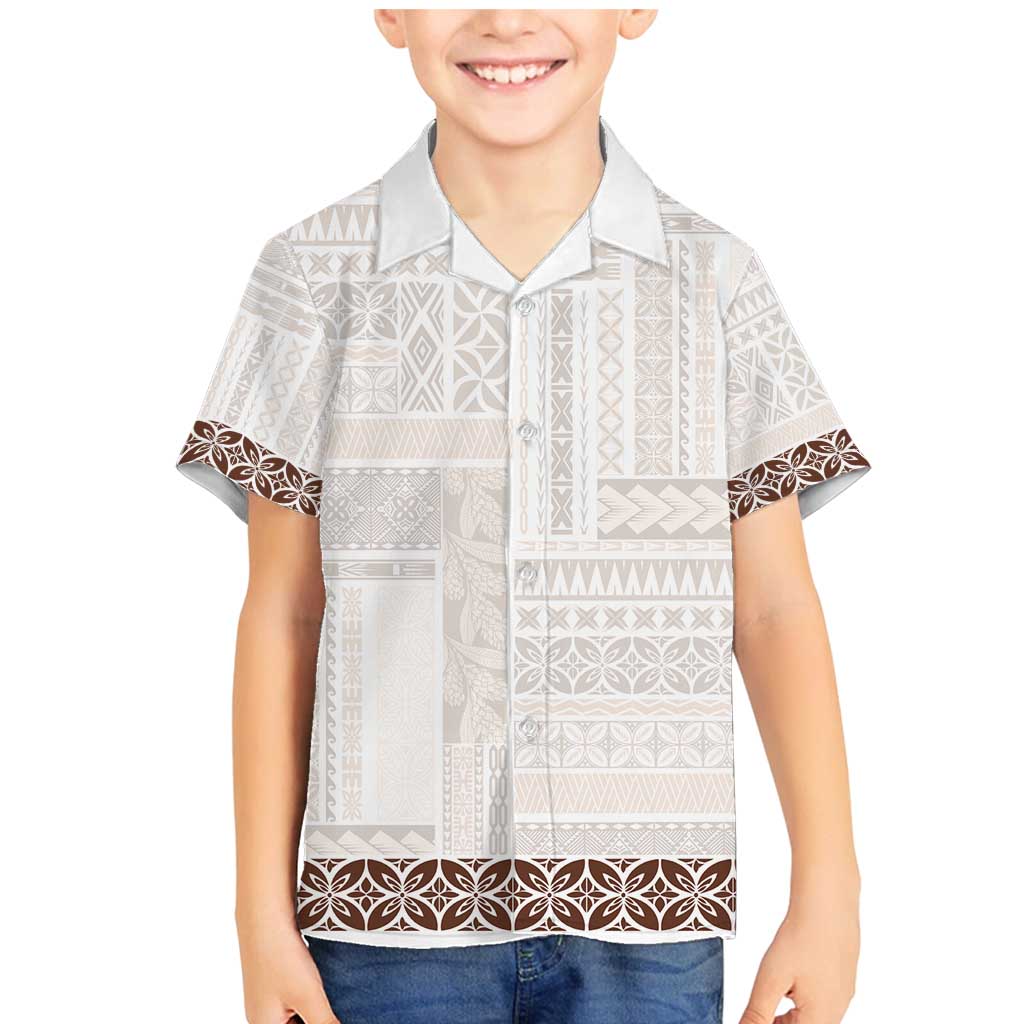 Samoa Siapo Brown Trimmed Family Matching Mermaid Dress and Hawaiian Shirt Samoa White Sunday - Polynesian Pride