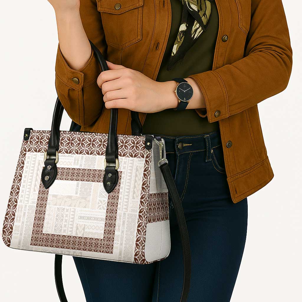 Samoa Siapo Brown Trimmed Leather Bag Samoa White Sunday - Polynesian Pride
