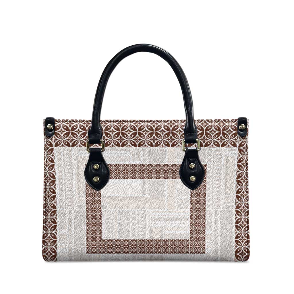 Samoa Siapo Brown Trimmed Leather Bag Samoa White Sunday - Polynesian Pride