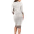 Samoa Siapo Brown Trimmed Long Sleeve Bodycon Dress Samoa White Sunday - Polynesian Pride