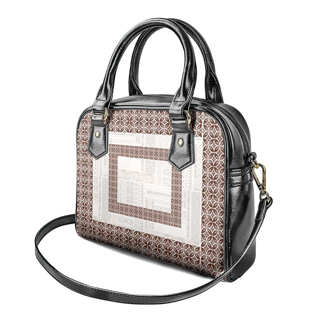 Samoa Siapo Brown Trimmed Shoulder Handbag Samoa White Sunday - Polynesian Pride