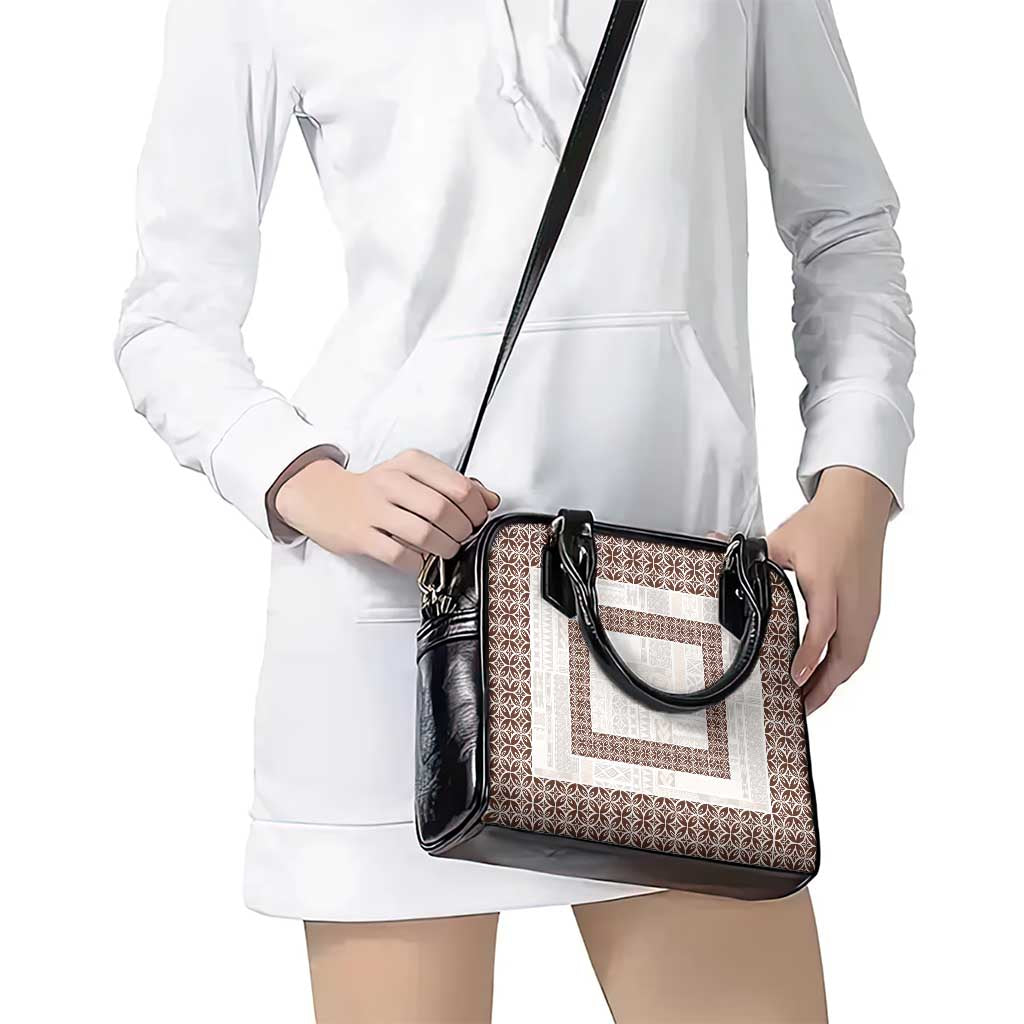 Samoa Siapo Brown Trimmed Shoulder Handbag Samoa White Sunday - Polynesian Pride