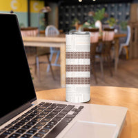 Samoa Siapo Brown Trimmed Skinny Tumbler Samoa White Sunday - Polynesian Pride