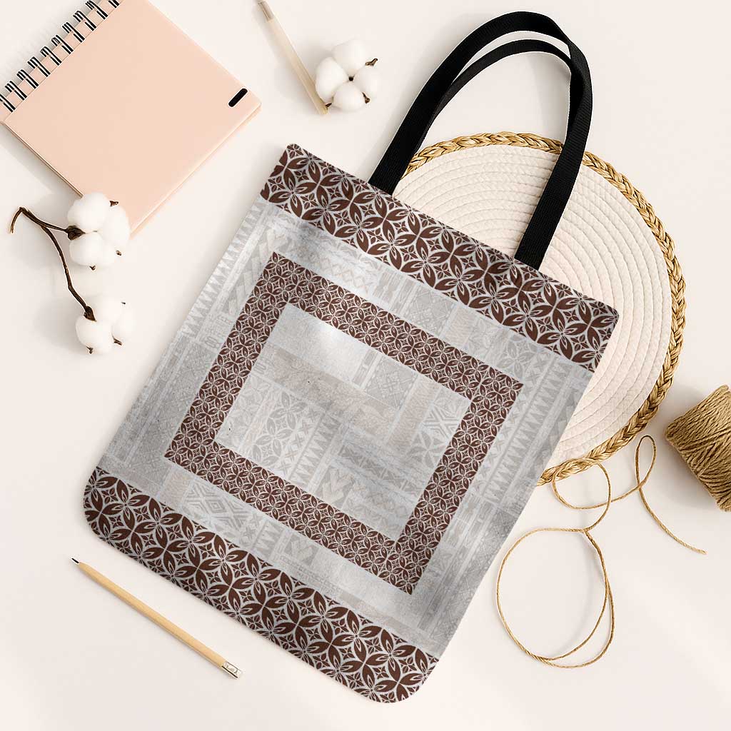 Samoa Siapo Brown Trimmed Tote Bag Samoa White Sunday - Polynesian Pride