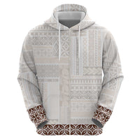 Samoa Siapo Brown Trimmed Zip Hoodie Samoa White Sunday - Polynesian Pride