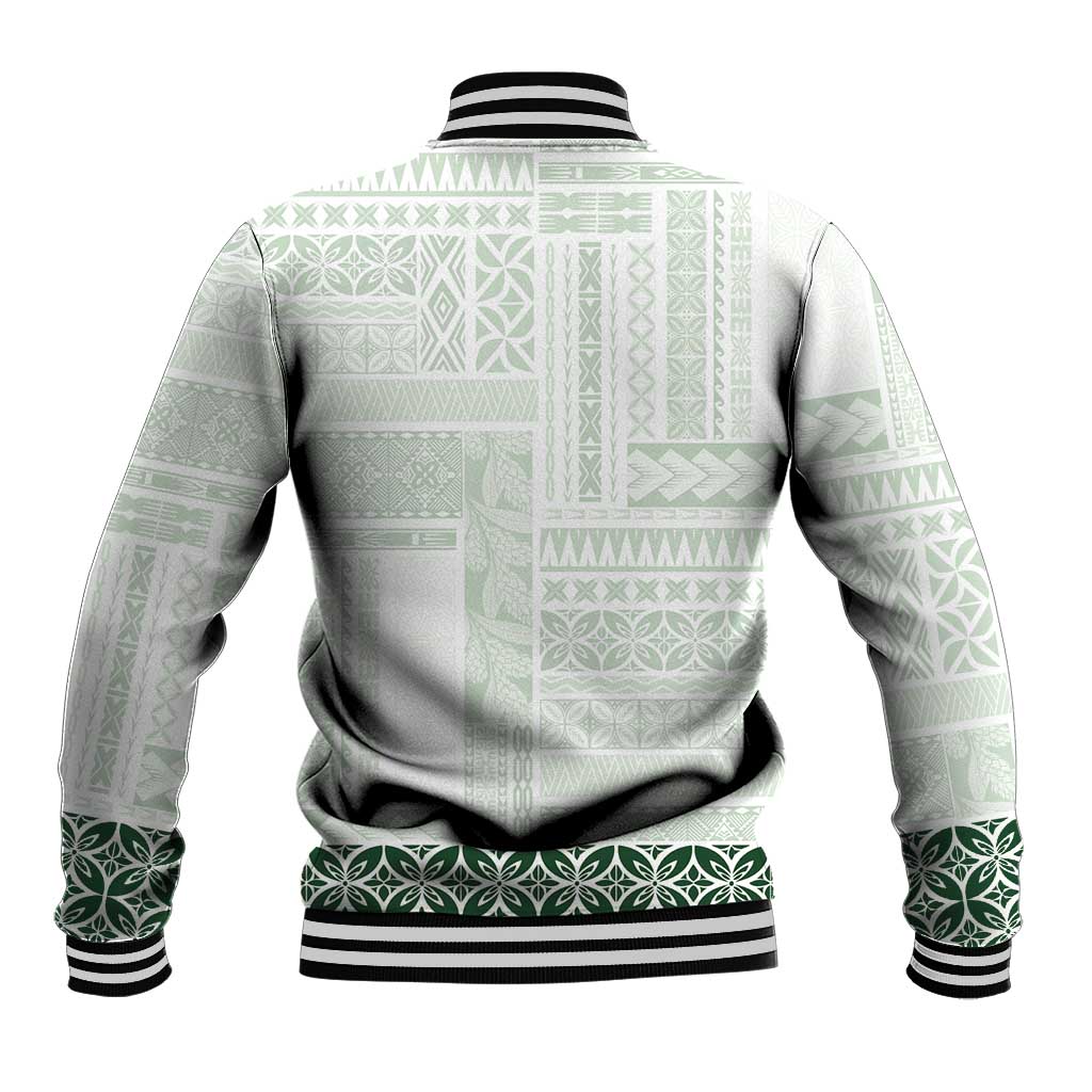 Samoa Siapo Green Trimmed Baseball Jacket Samoa White Sunday - Polynesian Pride