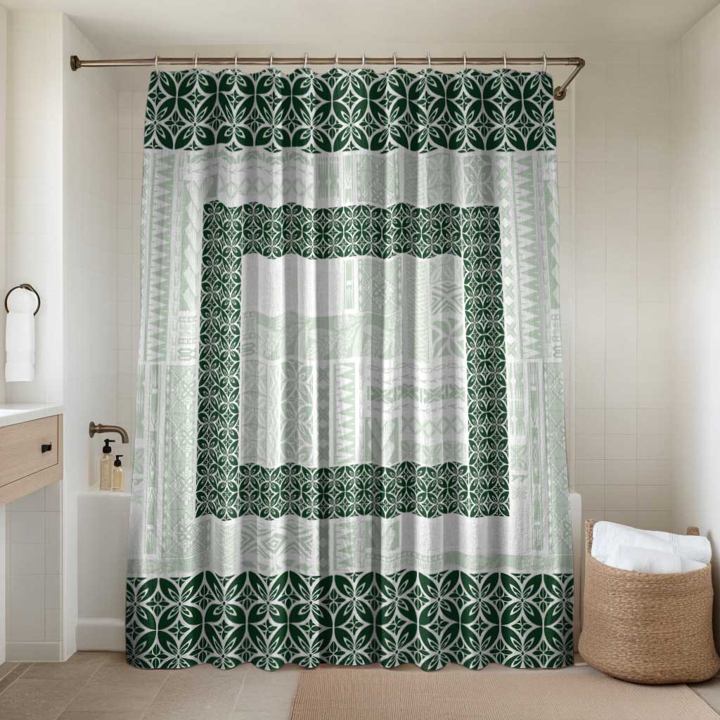 Samoa Siapo Green Trimmed Bathroom Set Samoa White Sunday - Polynesian Pride