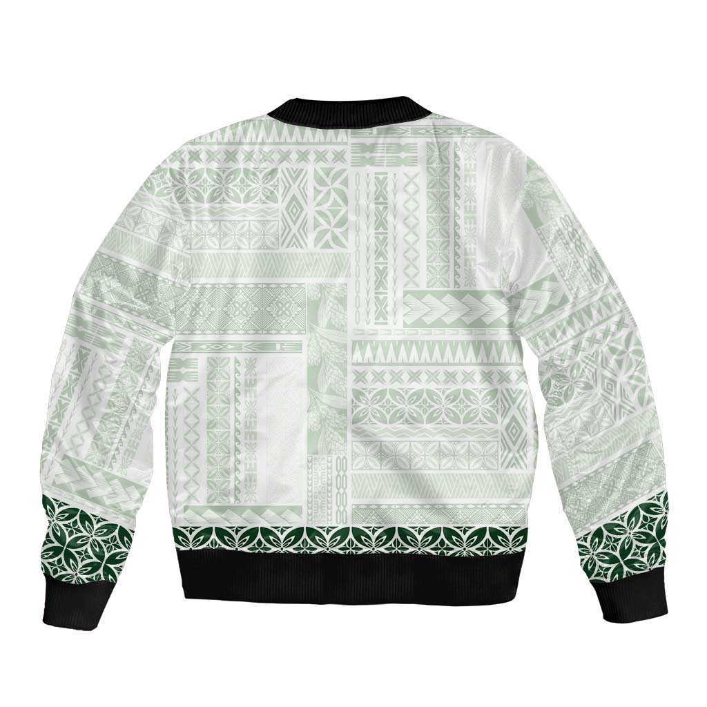 Samoa Siapo Green Trimmed Bomber Jacket Samoa White Sunday - Polynesian Pride