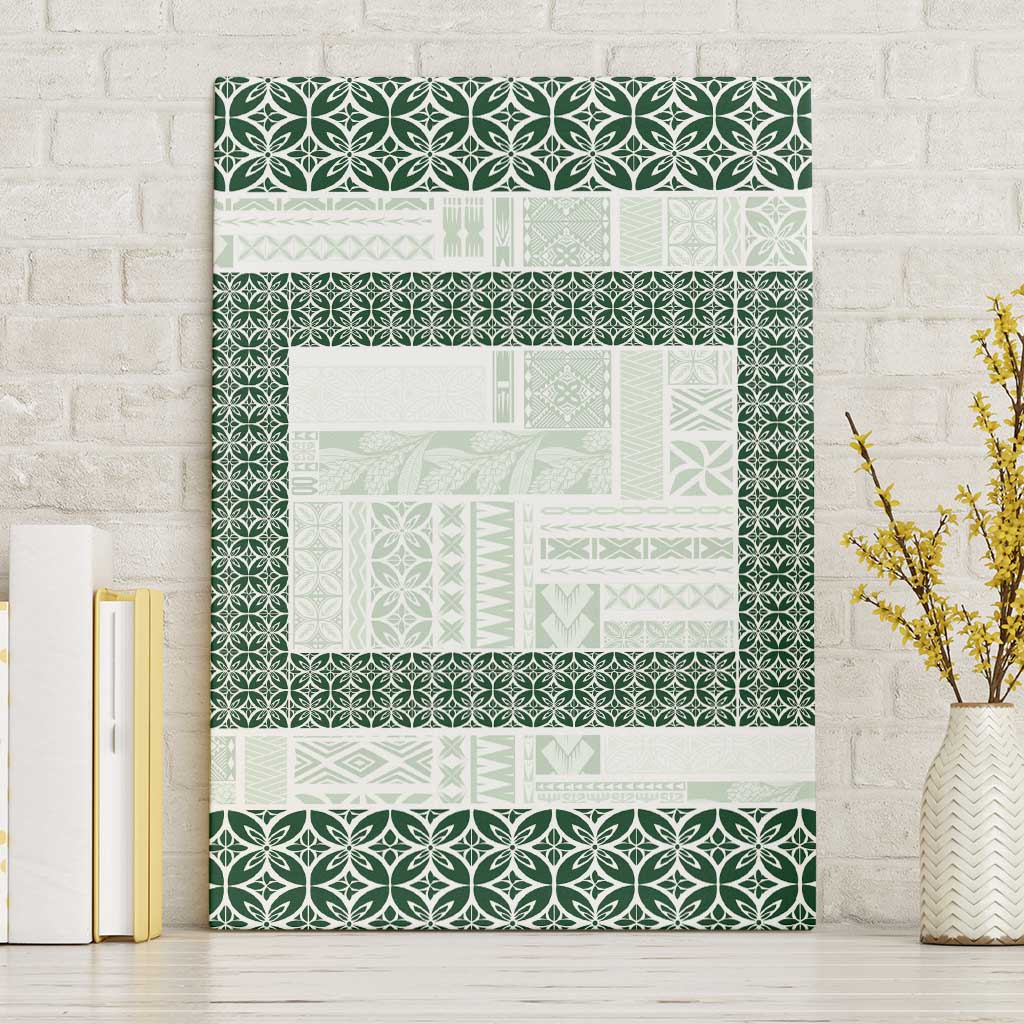 Samoa Siapo Green Trimmed Canvas Wall Art Samoa White Sunday - Polynesian Pride